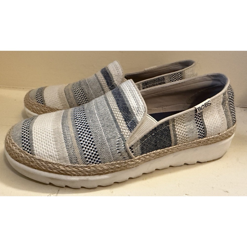 Skechers Bob's Shoes Women's Size 7.5 Navy Stripe Flexpadrille Memory Foam
